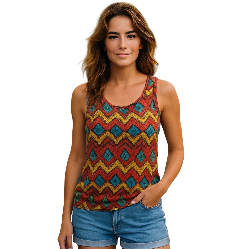 OP Red and Blue Backless Sleeveless Tank Top